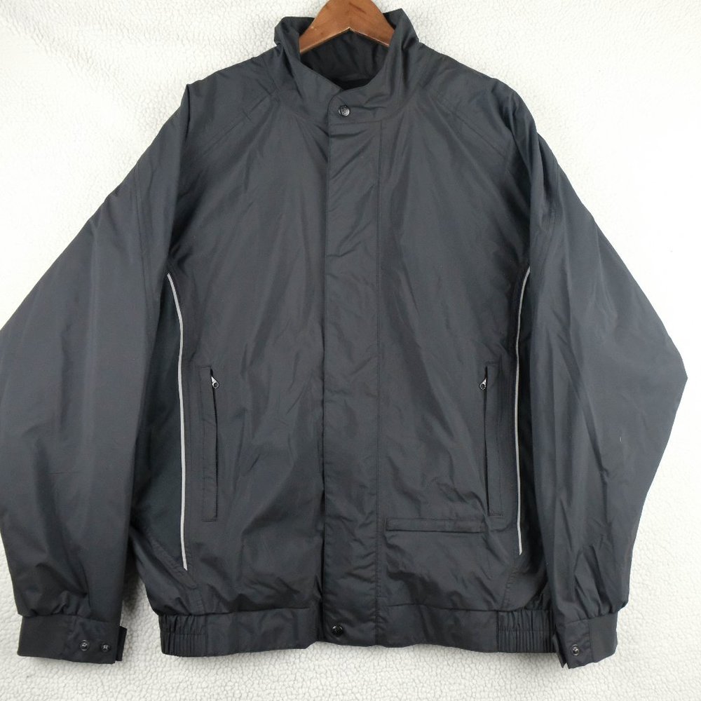 Footjoy Dryjoys Jacket Mens Medium Black Windbreaker Lightweight Long Sleeve